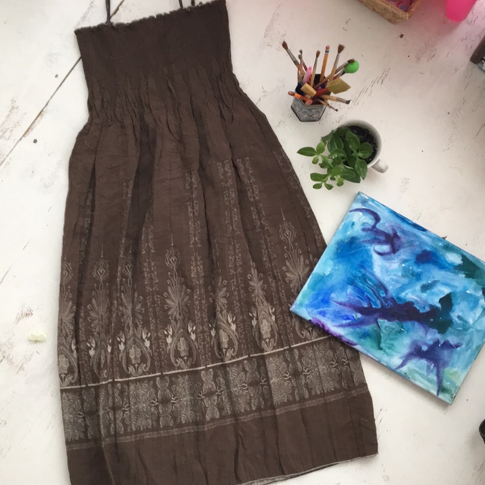 [ M.S.S.P. Brown Tunic Tube Midi Dress ] one size